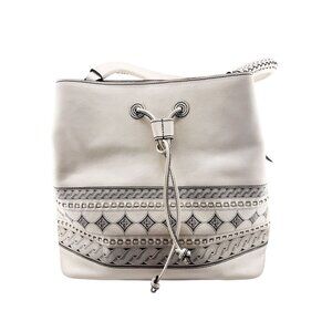 Brighton Ferrara Levia Lorenza Vallera Bucket White Leather Shoulder Bag Braided
